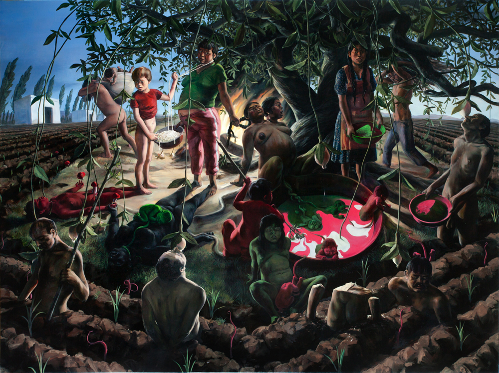 (Árbol nodriza, 2012, Óleo sobre lino, 240 x 320 cm)